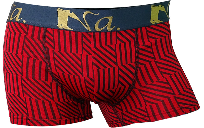 Seluar pendek boxer berjalur (merah)