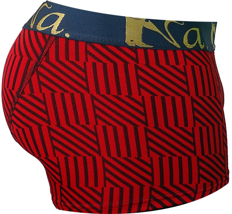 Seluar pendek boxer berjalur (merah)