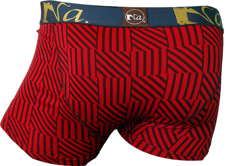 Seluar pendek boxer berjalur (merah)