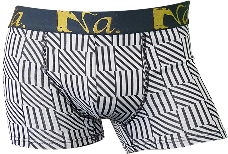 Seluar pendek boxer berjalur (putih)