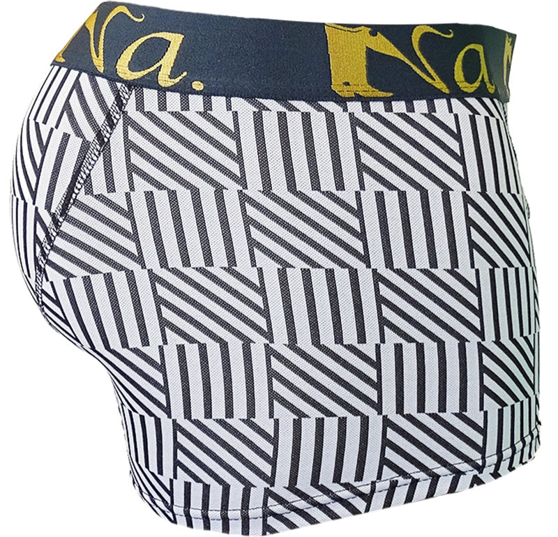 Seluar pendek boxer berjalur (putih)