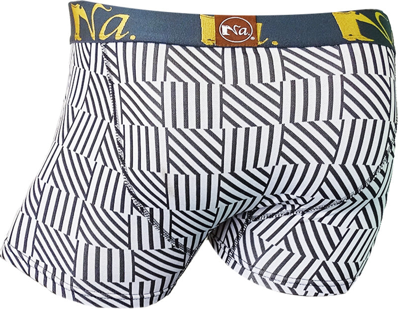 Seluar pendek boxer berjalur (putih)